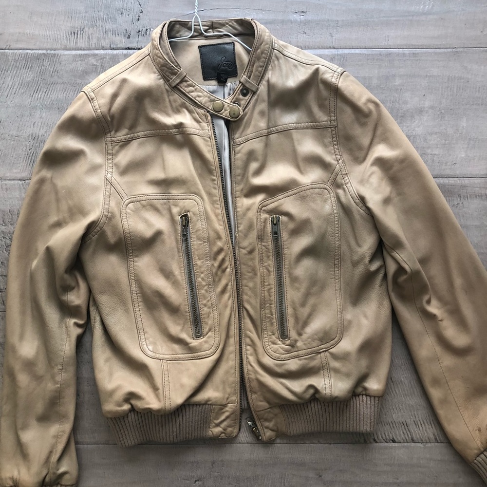 Joie camel color lamb skin leather bomber jacket